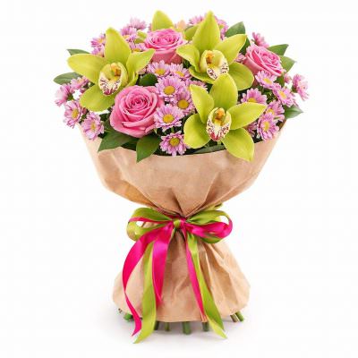 Букет из свежих цветов «Цветочный контраст»