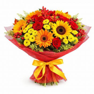 Красивый букет ароматных цветов «Солнечный всплеск»
