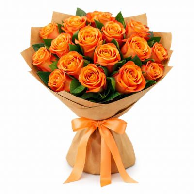 Букет из оранжевых роз «Огненное очарование»