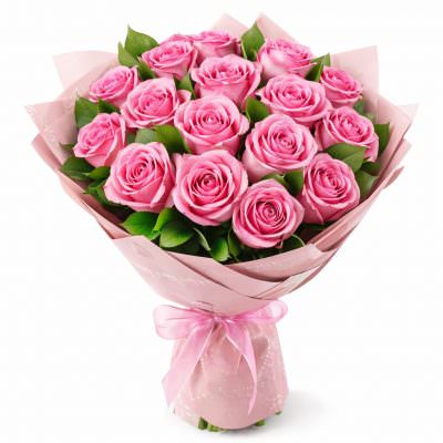 Букет из одноголовых роз «Розовый рассвет»