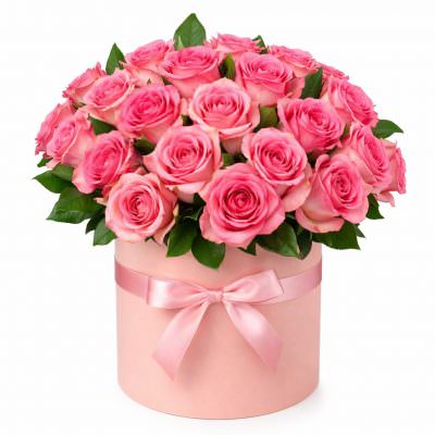 Розовые розы в коробке «Любовь»