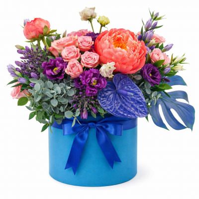 Шляпная коробка с цветами «Цветочная феерия»