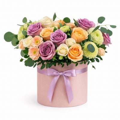 Букет из розы и герберы в коробке «Дары»