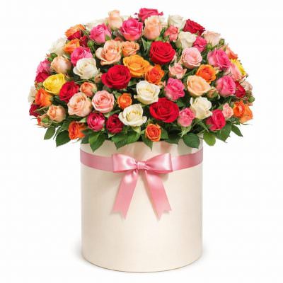 Кустовые розы в коробке «Очарование»