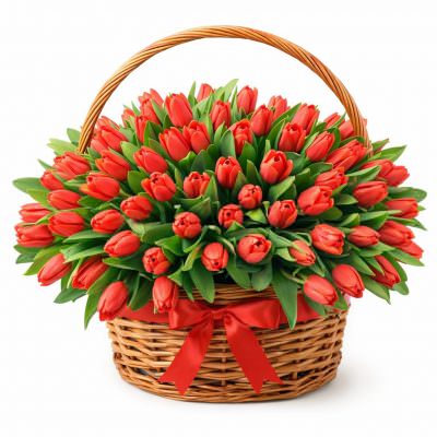 Корзина из тюльпанов «Тюльпанное вдохновение»