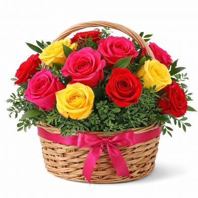 Корзина из одноголовых роз «Вдохновение»