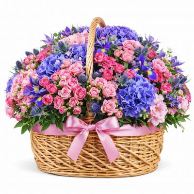 Корзина с живыми цветами «Утренний восторг»