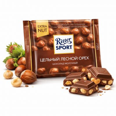 Шоколадка «Ritter SPORT Цельный Лесной Орех»