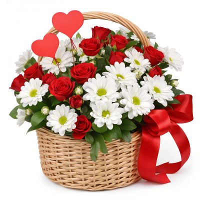 Корзинка цветов «Сердечный акцент»