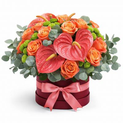 Цветочная композиция в коробке «Радужный свет»