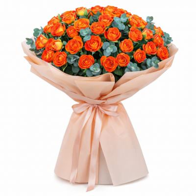 Букет из оранжевых роз «Солнечный блеск»