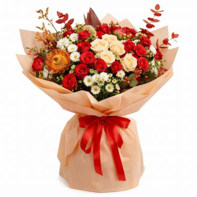 Красивый цветочный букет «Огненные лепестки»