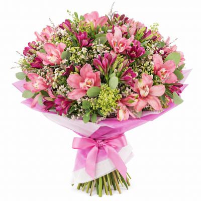 Букет из орхидей и альстромерий «Чарующая нега»