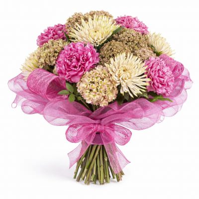 Букет из гортензий и хризантем «Нежный сон»
