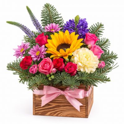 Красивая композиция из свежих цветов «Ароматный вальс»