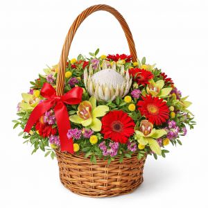 Цветы в корзине на губке «Цветочный ярмарок»