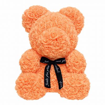 Мишка из роз оранжевый (40 см)
