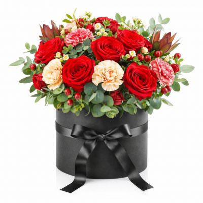 Цветочная композиция в коробке «Изысканный вечер»