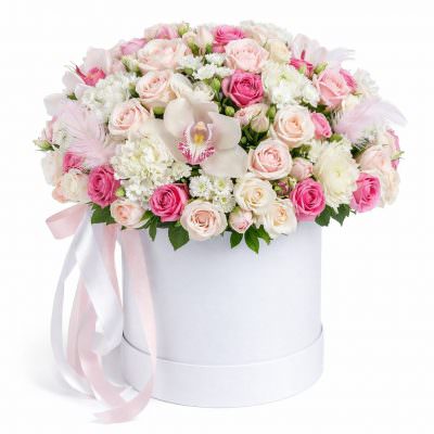 Шикарные цветы в коробке «Цветочная мечта»