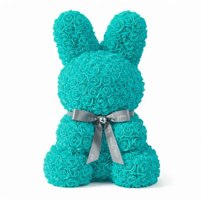 Заяц из роз бирюзовый