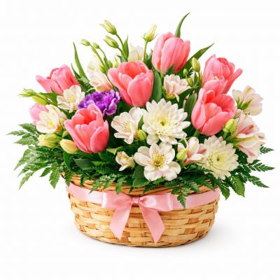 Букет в корзинке «Нежный блеск»